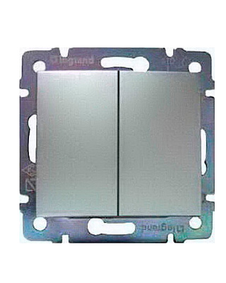 Legrand 770105 Выключатель 2клав 10A АЛМ VLN (770105)