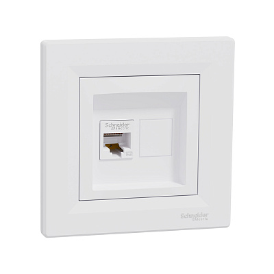 Розетка компьютерная SE EPH4300121 Asfora RJ45 кат. 5e в сборе белый (EPH4300121)