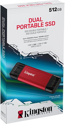 Внешний SSD диск Kingston 512GB Dual Portable Красный (SPSD/512GB)