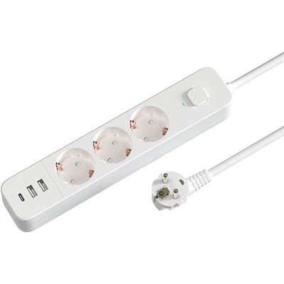 Сетевой фильтр Гарнизон, 2м, 3розетки, 2xUSB/1xType-C, White (EPS-3-CU2-W-2)