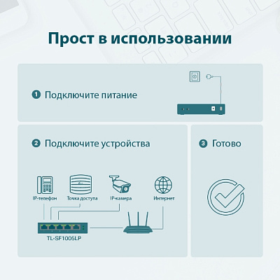 Коммутатор 5 port TP-Link TL-SF1005LP  (TL-SF1005LP(UN) V3.0)
