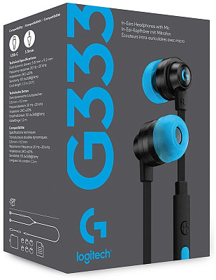 Наушники Logitech G333 Gaming Earphones, BLACK, 3.5mm (981-000924)