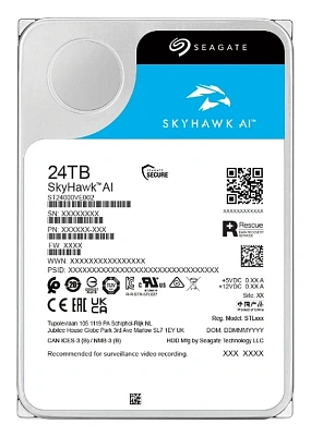 Жесткий диск для видеонаблюдения с искусственным интеллектом 24Tb Seagate SkyHawk AI Survelilance SATA3 3.5" (ST24000VE002)