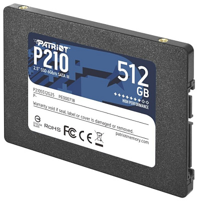 Твердотельный накопитель  512GB SSD PATRIOT P210 2.5” SATA3 R520Mb/s W430MB/s 7mm P210S512G25 (P210S512G25)