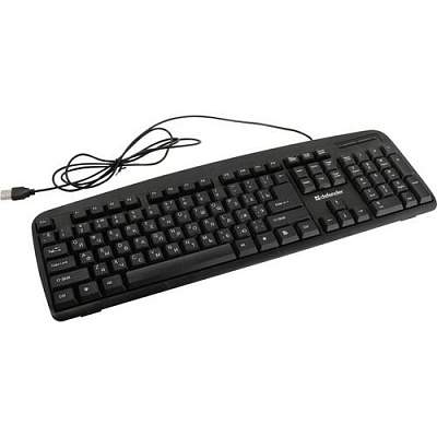 Клавиатура проводная Defender Office HB-910, (Черный), USB,  ENG/RUS, полноразмерная (45910)