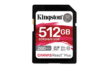  Карта памяти SD, Kingston Canvas React Plus, 512GB V60 (SDR2V6/512GB)