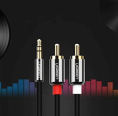 Кабель Ugreen AV116, Audio(m) 3.5mm - 2RCA(m), 2m (10584)
