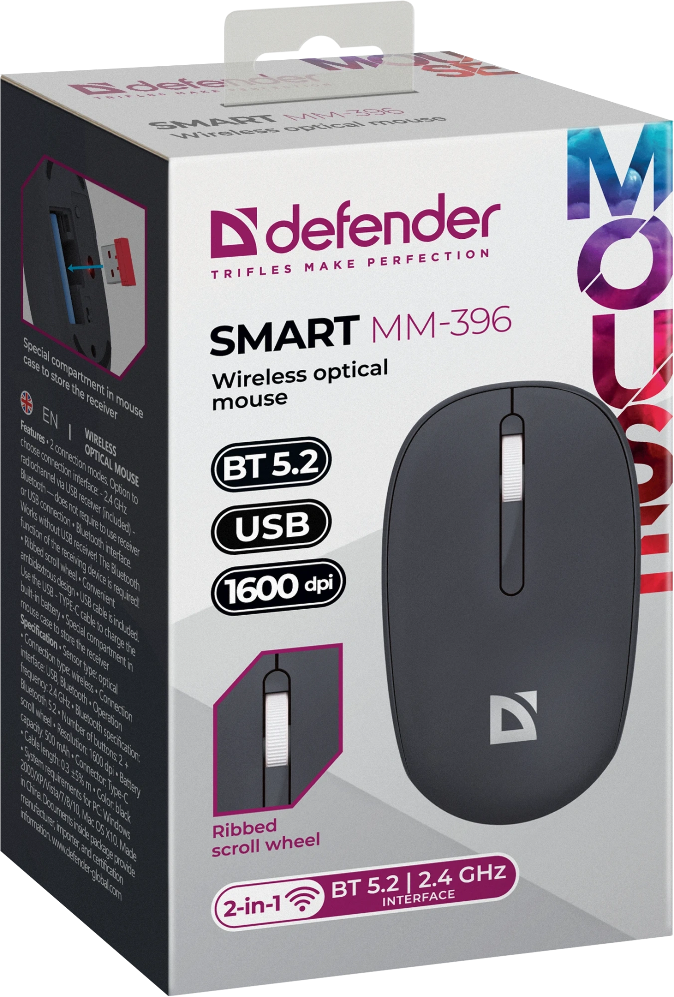 Мышь беспроводная Defender Smart MM-396 Черный (52396)