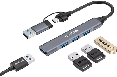 USB-хаб Canyon OnHub 02 4in1 USB-A/C Grey (CNS-TDS02G)