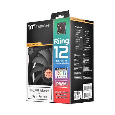 Кулер для компьютерного корпуса Thermaltake Riing Plus 12 RGB TT Premium Edition (3-Fan Pack) (CL-F053-PL12SW-A)