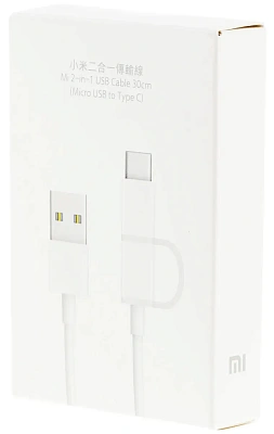 Кабель Micro USB Type-C, Xiaomi SJX01ZM, 0.3 m, White (SJV4083TY)