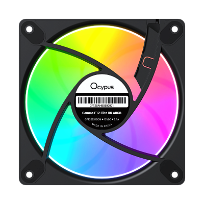 Вентилятор для корпуса Ocypus Gamma F12 Elite BK ARGB REVERSE BLADE, Черный (Gamma-F12-BK1AM01E-GL)