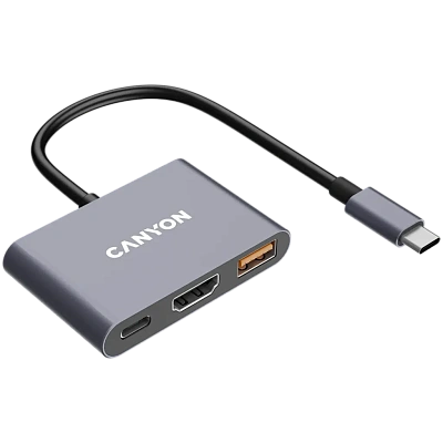 USB-хаб Canyon DS-4 3in1 USB-C Grey (CNS-TDS4)