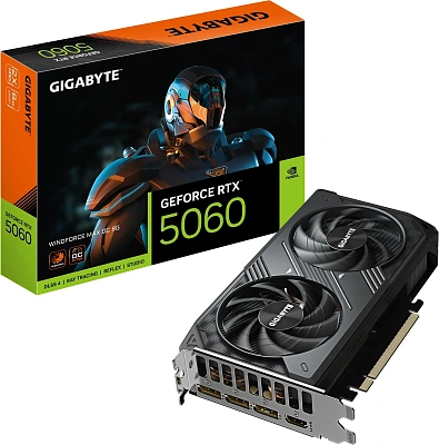 Видеокарта GPU NVIDIA, 8 GB, Gigabyte RTX 5060 WINDFORСE HDMI/3DP, GDDR7/128bit (GV-N5060WF2MAX OCV2-8GD)