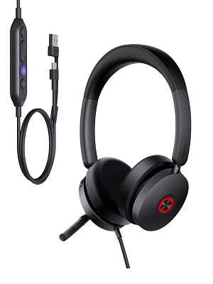 Гарнитура Yealink UH48 Dual UC USB-C/A черный (UH48 Dual UC USB-C/A)