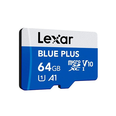 Карта памяти Lexar Blue plus LMSBLPL064G-BNANG 64GB + адаптер (LMSBLPL064G-BNANG)