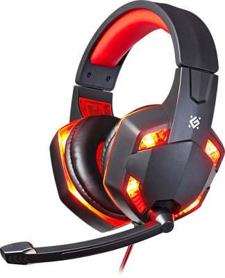 Игровая гарнитура стерео Defender Warhead G-370 черный+красный, кабель 2 м (64037)