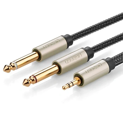 Кабель Ugreen AV126, Audio(m) 3.5mm - 2*Audio(m) 6.3mm, 2m (10615)