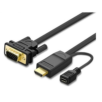Конвертер UGREEN MM101 HDMI to VGA Converter Cable 1.5m (Black), 30449 (30449)