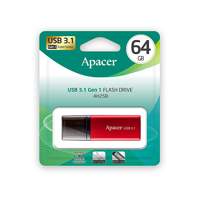 USB флеш-накопитель Apacer AH25B 64GB Красный (AP64GAH25BR-1)