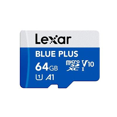 Карта памяти Lexar Blue plus LMSBLPL064G-BNANG 64GB + адаптер (LMSBLPL064G-BNANG)
