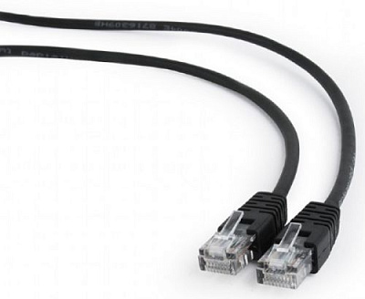 Патч-корд UTP Cablexpert PP12-5M/BK кат.5e, 5м, литой, многожильный (чёрный) (PP12-5M/BK)
