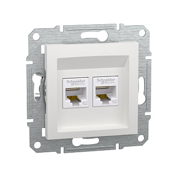 Розетка двойная компьютерная SE EPH4470121 Asfora RJ45 механизм белый (EPH4470121)