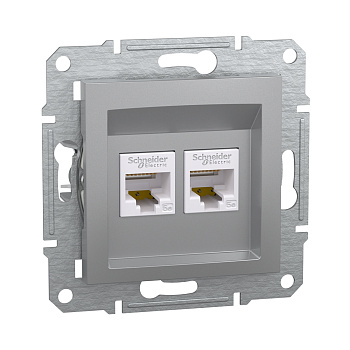 Розетка компьютерная двойная SE EPH4400161 Asfora RJ45 кат.5e механизм алюминий (EPH4400161)