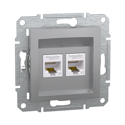 Розетка компьютерная двойная SE EPH4400161 Asfora RJ45 кат.5e механизм алюминий (EPH4400161)