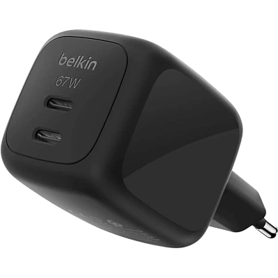 Зарядное устройство для телефонов BELKIN 67W Dual USB-C PD WALL CHARGER Black (WCH020KQBK)