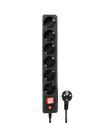 Сетевой фильтр Гарнизон, 3м, 6 розеток, black (ECL-6-B-3)