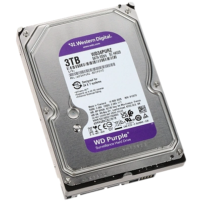 Жесткий диск HDD  3Tb Western Digital Purple SATA 3,5" (WD34PURZ)