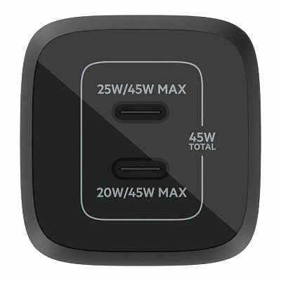 45W PD PPS Dual USB-C GaN Charger Black (WCH011vfBK)