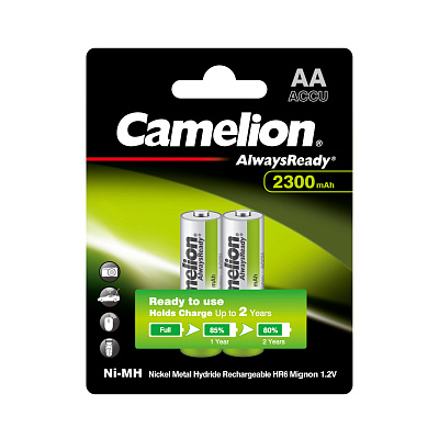 Аккумулятор CAMELION AlwaysReady Rechargeable Ni-MH NH-AA2300ARBP2 2 шт. в блистере (NH-AA2300ARBP2)