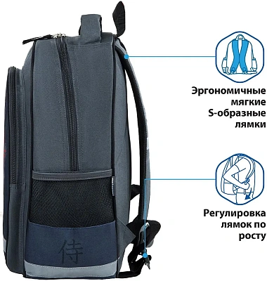 Рюкзак ПИФАГОР Samurai, Grey-Black (270662)