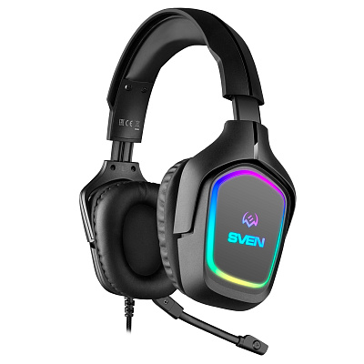 Наушники с микрофоном SVEN AP-U750MV, BLACK (USB, RGB) (SV-020781)