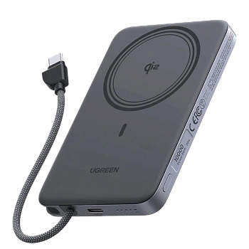 Мобильный аккумулятор UGREEN Power Bank Mag-Safe, 10000mAh, MagFlow Air Qi2, 30W, PB570 (75982B) 