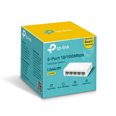 Коммутатор TP-Link LS1005 5-портовый 10/100 Мбит/с мини настольный коммутатор (LS1005)
