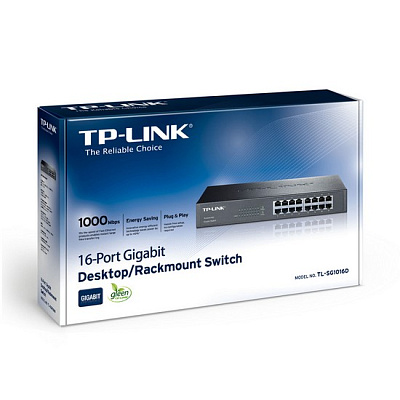 Коммутатор TP-Link TL-SG1016D 16-портовый гигабитный коммутатор настольный (TL-SG1016D)