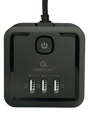 Сетевой фильтр Cablexpert Tower, TWR-4-U3-B-3 черный (TWR-4-U3-B-3)