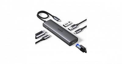 USB Хаб UGREEN CM512 USB-C to HDMI(4K@60Hz)+2A2C+GigabitRJ45+PD(100W) 45000 (45000)