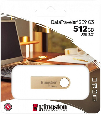USB Flash Kingston DTSE9G3/512GB SE9 G3 gold metal (DTSE9G3/512GB)