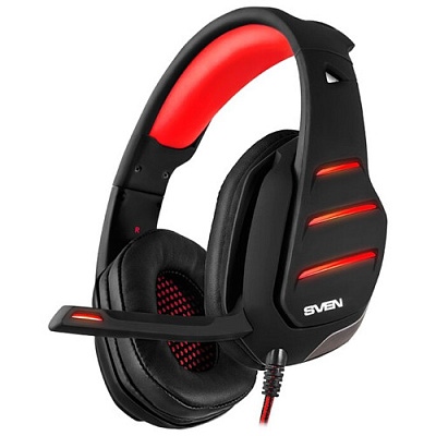 SVEN AP-U997MV Игровые стереонаушники с микрофоном черный-красн (USB, LED, 7.1) (SV-017507)