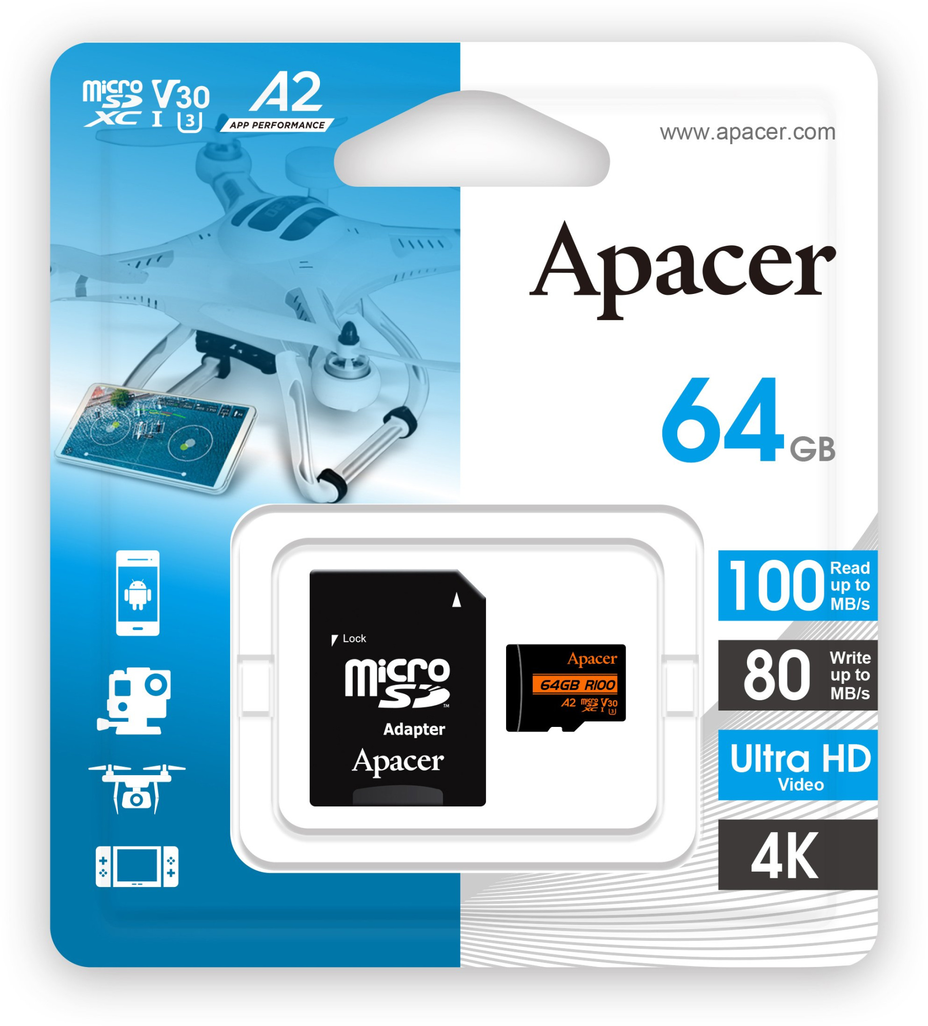 Карта памяти Apacer AP64GMCSX10U8-R 64GB (AP64GMCSX10U8-R)