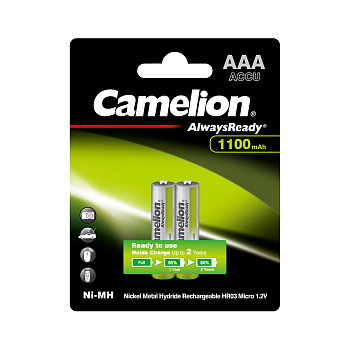 Аккумулятор CAMELION AlwaysReady Ni-MH Rechargeable NH-AAA1100ARBP2 2 шт. в блистере (NH-AAA1100ARBP2)