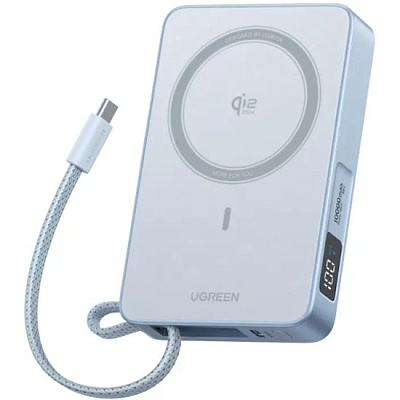Пауэрбанк Ugreen PB773 10000mAh 30W 1C + 25W Magnetic Wireless Power Bank with 1* 30W Build-in Cable (65958B)