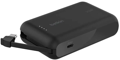 Портативный внешний аккумулятор Belkin 10k PD20w Integrated USB-C Cable, Black (BPB021HQBK)