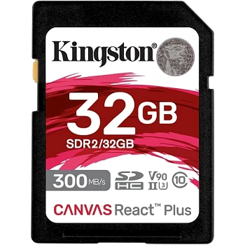 Карта памяти SD, Kingston Canvas React Plus, 32GB, SDR2/32GB, UHS-II (SDR2/32GB)