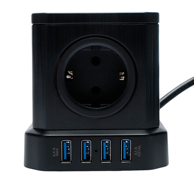 Сетевой фильтр Cablexpert Tower, TWR-5 черный (TWR-5-U4-B-2)