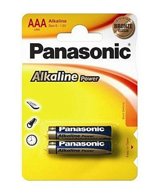 Батарейка щелочная PANASONIC Alkaline Power ААА/2B (LR03REB/2BPR/LR03APB/2BP)